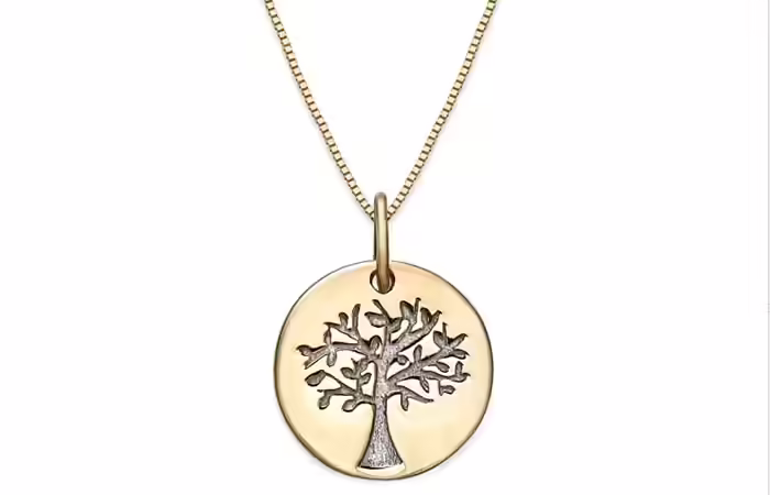 Family tree pendant gold necklace