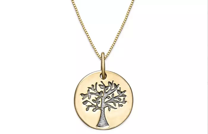 Family tree pendant gold necklace