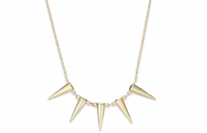 Five spikes frontal gold necklace