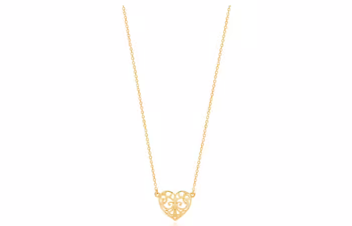 Heart pendant lightweight gold necklace