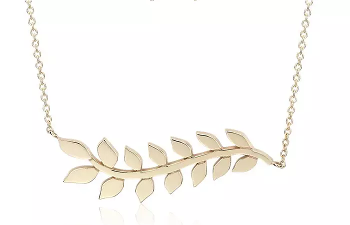 One leaf branch gold necklace