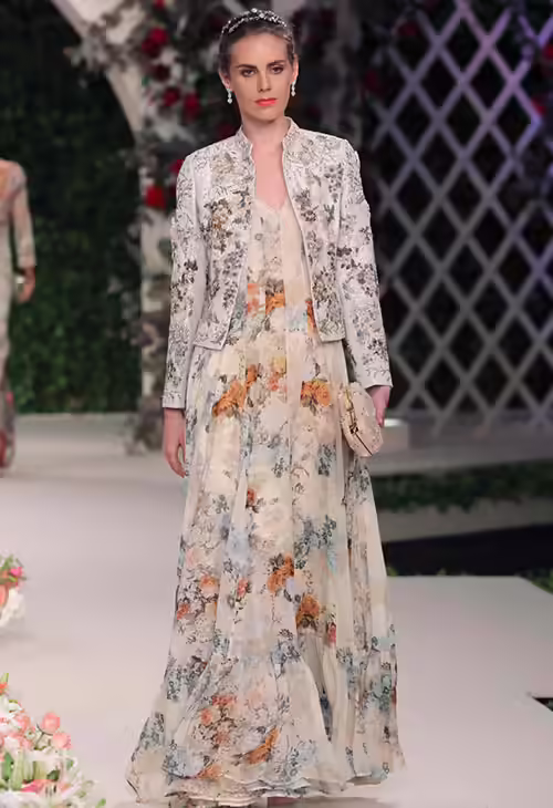 Raw silk floral salwar kameez design Raw silk floral salwar kameez design