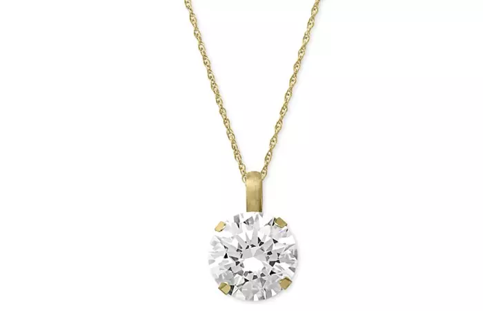 Round diamond pendant gold necklace