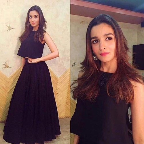 Alia-Bhatt’s-Black-Crop-And-Skirt-Combo