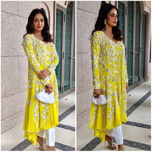 Sridevi-Kapoor’s-Yellow-Embroidery-Kurta-Set