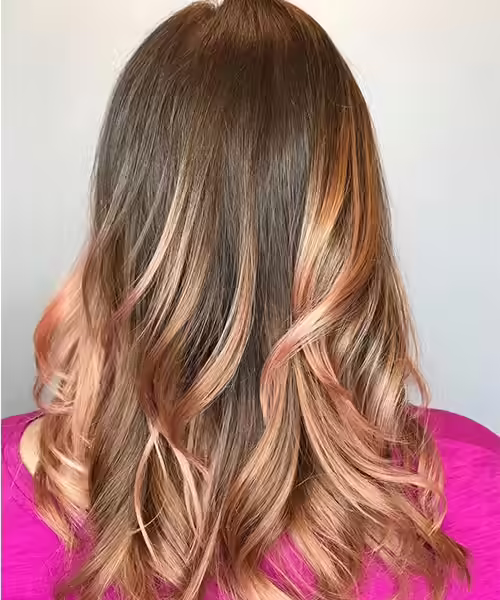 Rose Gold Hair Color - Caramel And Rose Gold Color Melt Caramel And Rose Gold Color Melt