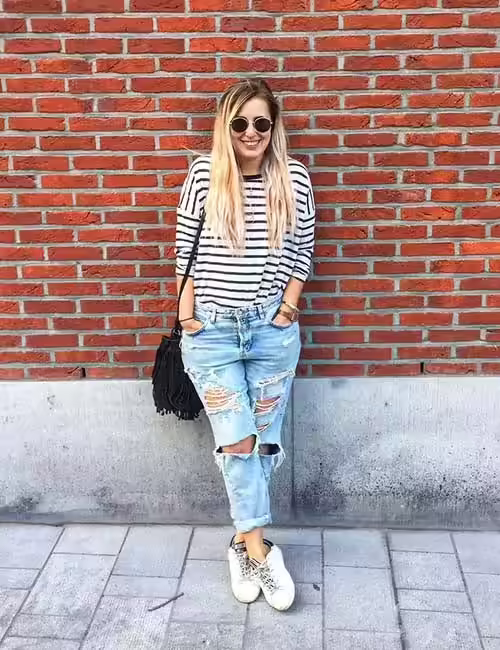 How To Wear Boyfriend Jeans - With A Striped Top 10. With A Striped Top