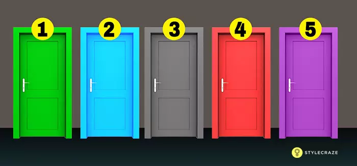 Just imagine yourself standing in front of 5 doors, each having a different color.