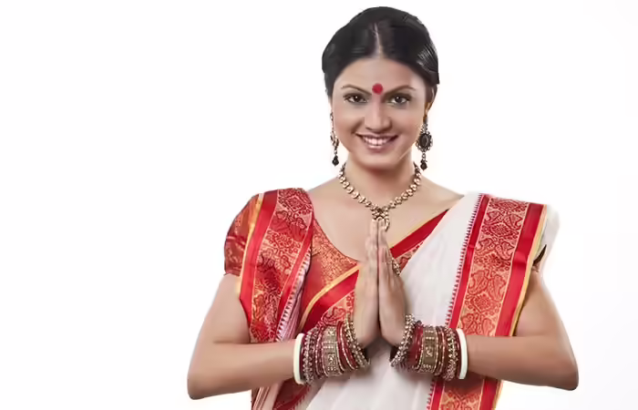 1. Greeting People By Joining Both Hands And Saying “Namaste”