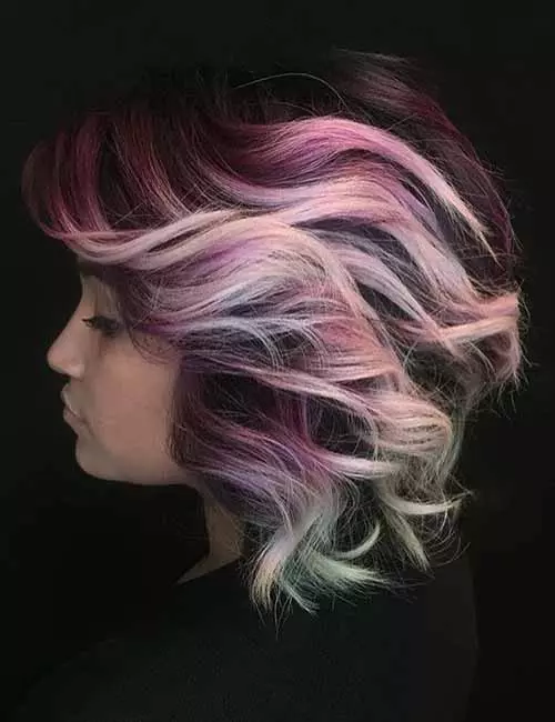 12. Pink Mermaid Layered Bob