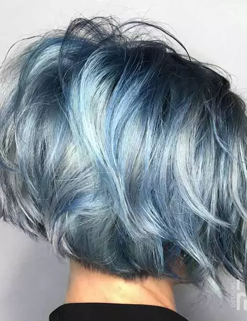 19. Steel Blue Layered Bob