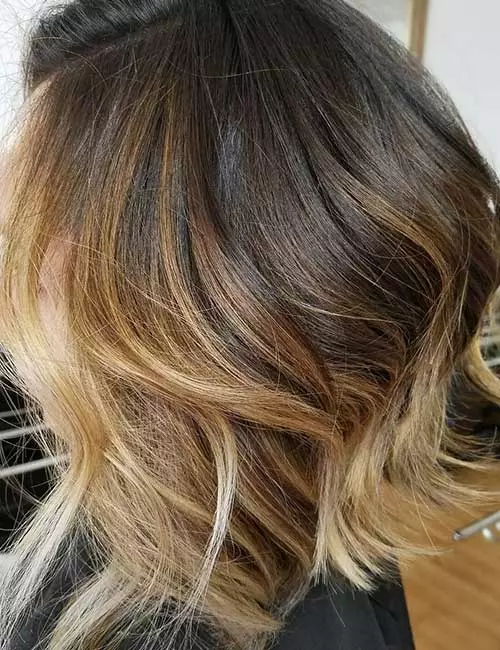 8. Balayage And Stacked Long Bob