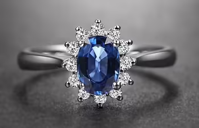 Blue Sapphire Ring With Diamonds Unique Engagement Rings - Blue Sapphire Ring With Diamonds