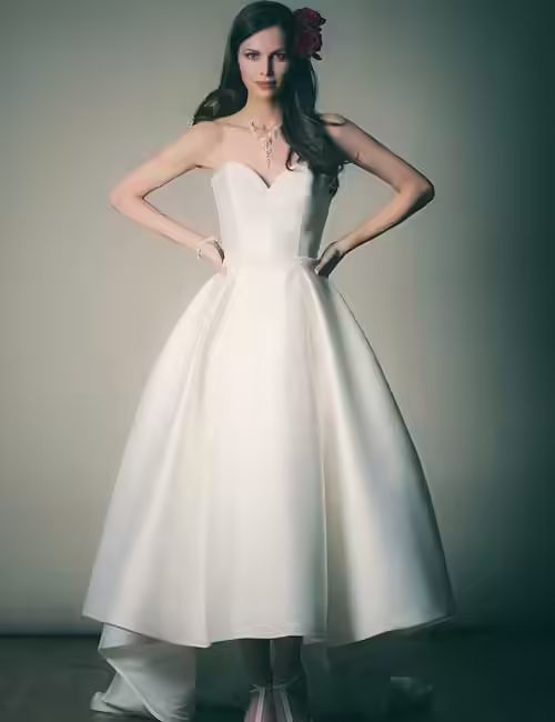 1. Satin T-Length Wedding Dress