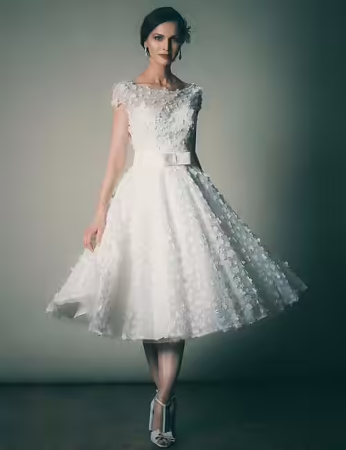 13. Floral Embroidered Dress With Boatneck
