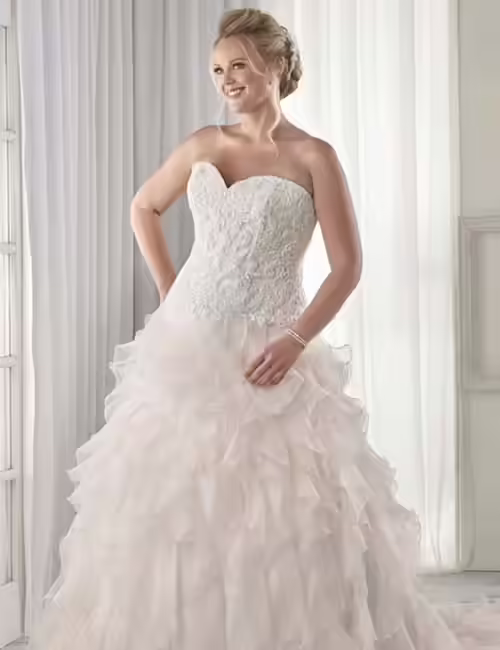 Lace Fit And Flare Dress With Ruffles Plus Size Wedding Dresses - Lace Fit And Flare Dress With Ruffles