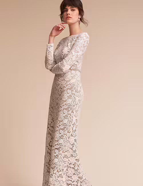 Antique Ivory Vintage Dress With Full Sleeves Vintage Wedding Dresses - Antique Ivory Vintage Dress With Full Sleeves