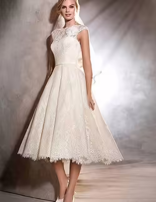 Tea Length Vintage Wedding Gown Vintage Wedding Dresses - Tea Length Vintage Wedding Gown