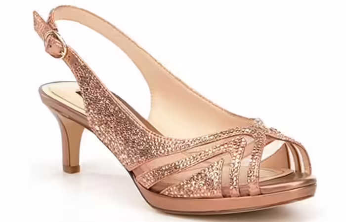Gold Sequin Peep Toes Bridal Wedding Shoes - Gold Sequin Peep Toes