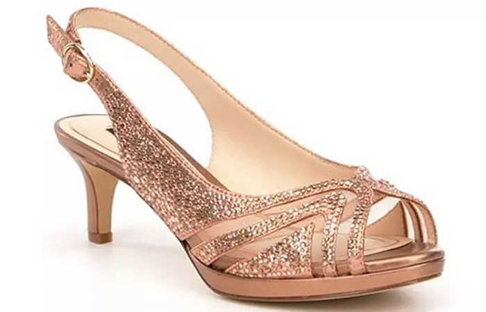 Bridal Wedding Shoes - Gold Sequin Peep Toes