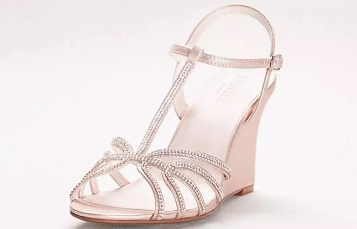 Bridal Wedding Shoes - T- Strap Silver Sandals