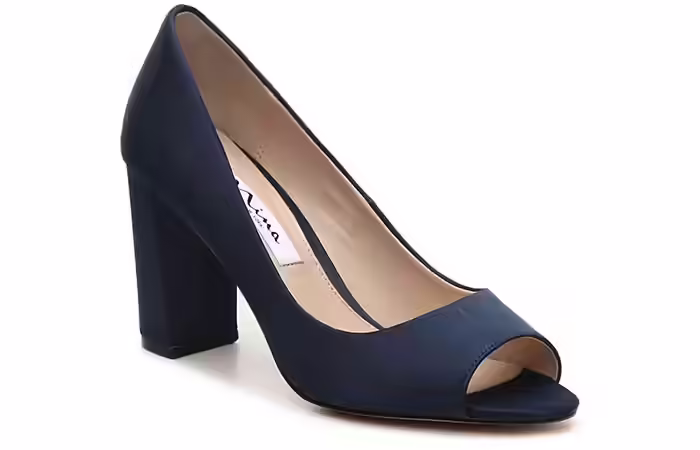 Blue Block Heels Bridal Wedding Shoes - Blue Block Heels