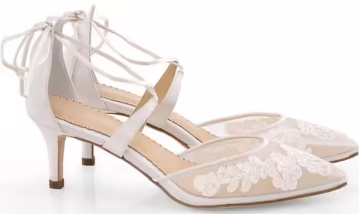 Lace Mesh Kitten Heels From Belle Belle Bridal Wedding Shoes - Lace Mesh Kitten Heels From Belle Belle