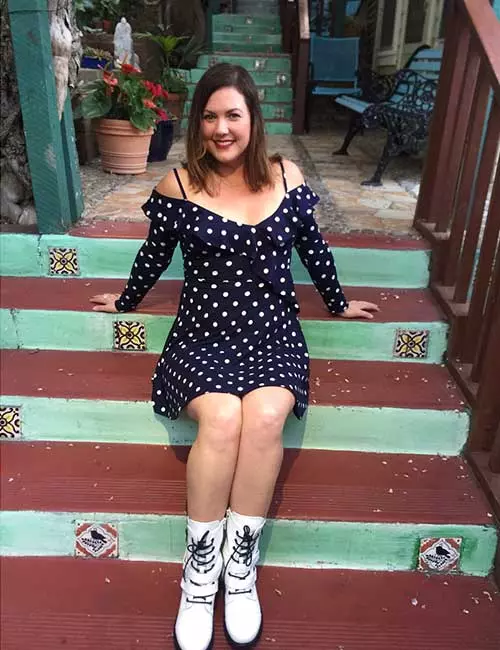 How To Wear Combat Boots - Polka Dot Dress And White Boots