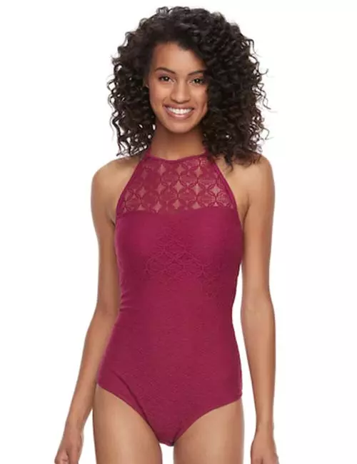 14. High Neck Style Crochet One Piece Suit