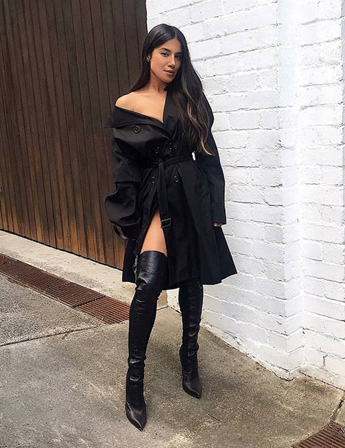 Trench Coat Dress For Winter Trench Coat Dress For Winter - All Black Outfits