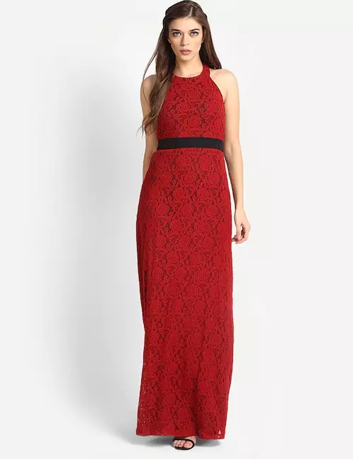 Crochet Lace Outfits - Red Lace Cocktail Dress