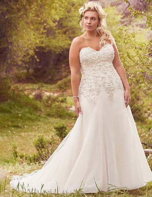 A-Line Plus Size Dress With A Sweetheart Neckline Affordable Wedding Dresses - A-Line Plus Size Dress With A Sweetheart Neckline