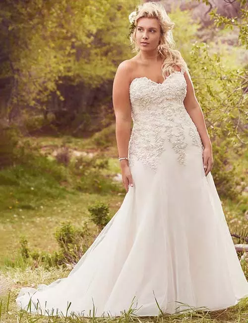 Affordable Wedding Dresses - A-Line Plus Size Dress With A Sweetheart Neckline