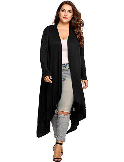 Asymmetrical Waterfall Cardigan Best Plus Size Cardigans - Asymmetrical Waterfall Cardigan