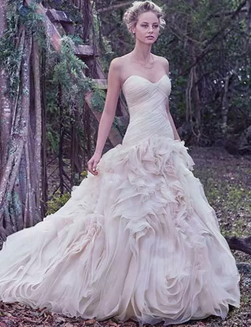 Affordable Wedding Dresses - Asymmetrically Pleated Dress