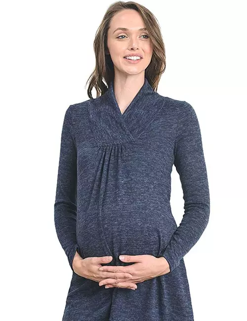 HELLO MIZ Women's Sweater Knit Maternity Long Sleeve Tunic Top