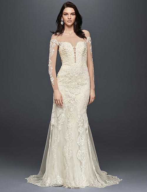 Illusion Long Sleeves Lace Dress Affordable Wedding Dresses - Illusion Long Sleeves Lace Dress