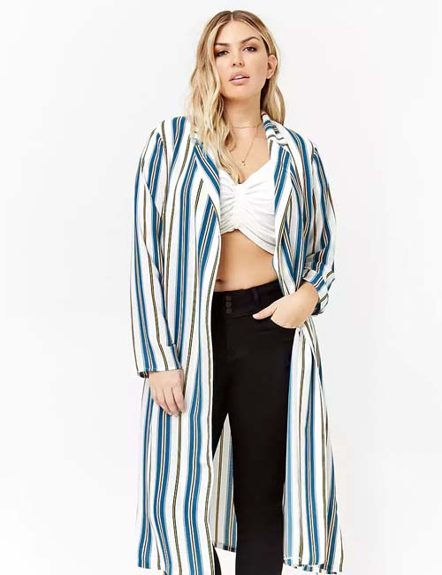 Long-Line Stripe Cardigan Best Plus Size Cardigans - Long-Line Stripe Cardigan