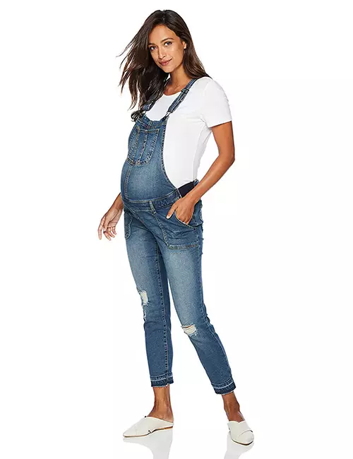 Motherhood Maternity Women's Maternity Indigo Blue Denim Overalls