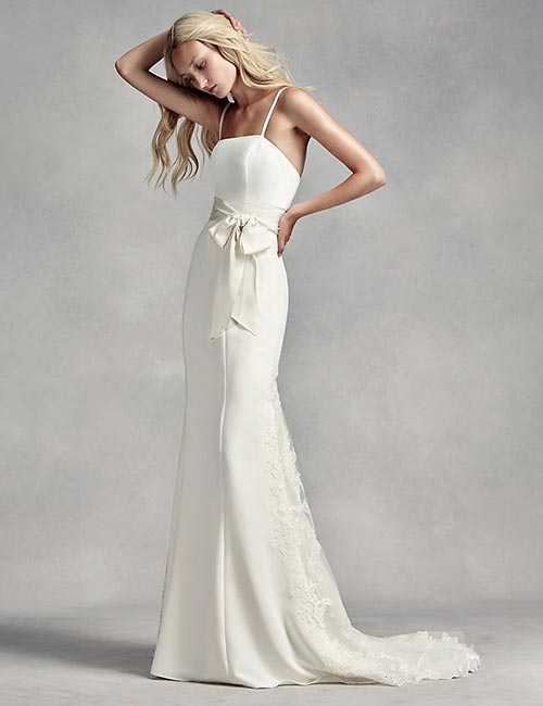 Satin And Lace Spaghetti Dress Affordable Wedding Dresses - Satin And Lace Spaghetti Dress