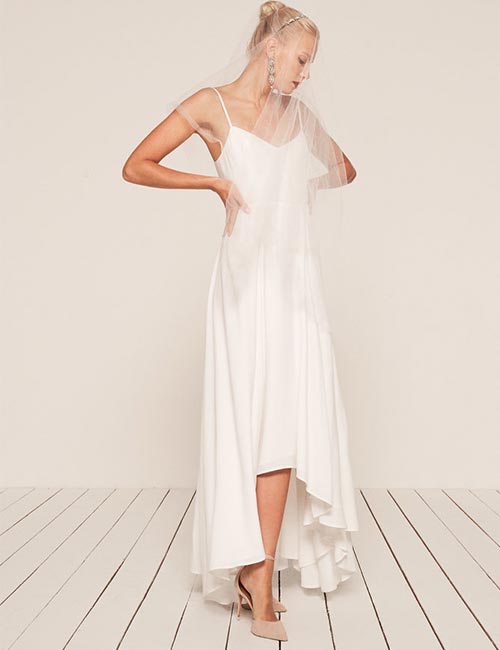 Satin High Low Hemline Affordable Wedding Dresses - Satin High Low Hemline