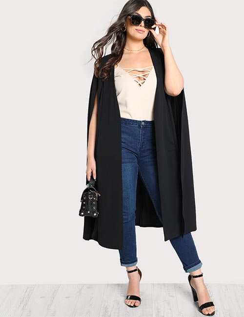 Solid Long Cape Cardigan Best Plus Size Cardigans - Solid Long Cape Cardigan