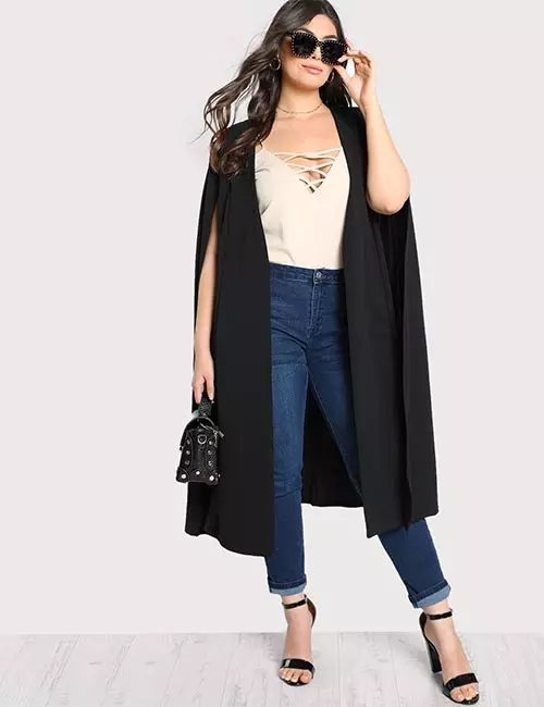 Best Plus Size Cardigans - Solid Long Cape Cardigan