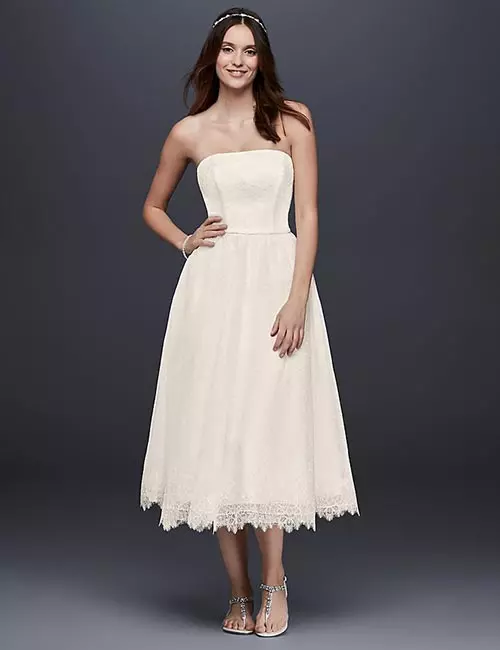 Affordable Wedding Dresses - Tea Length Lace Dress