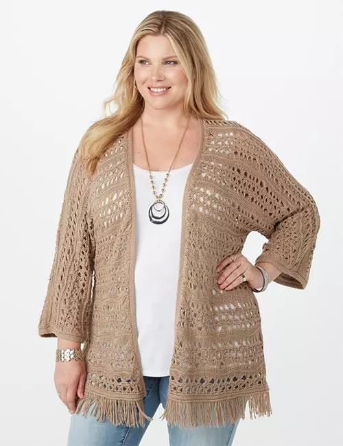 Best Plus Size Cardigans - Woolen Fringe Cardigan