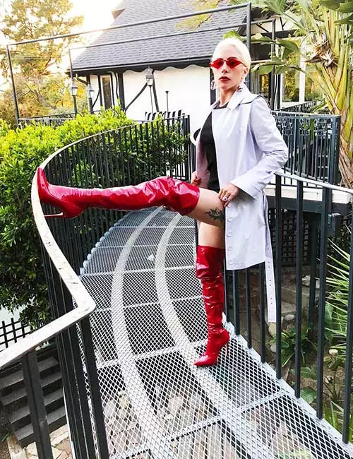 Lady Gaga Red Boots - Lady Gaga Outfits