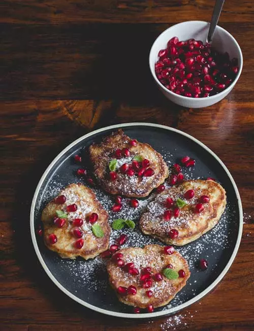 3. Vegan Banana Pancake With Pomegranate