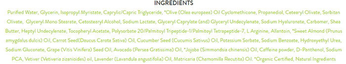 Here’s a screenshot of the full list of ingredients