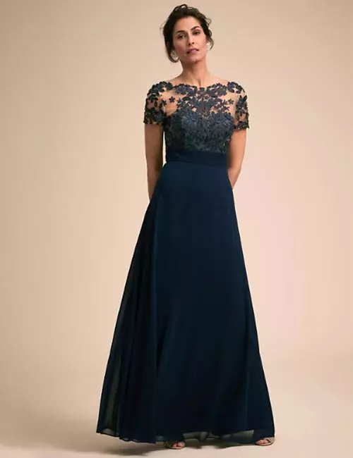 Navy Blue Dress For Garden Wedding