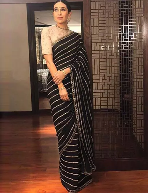  The Sequined Striped Saree